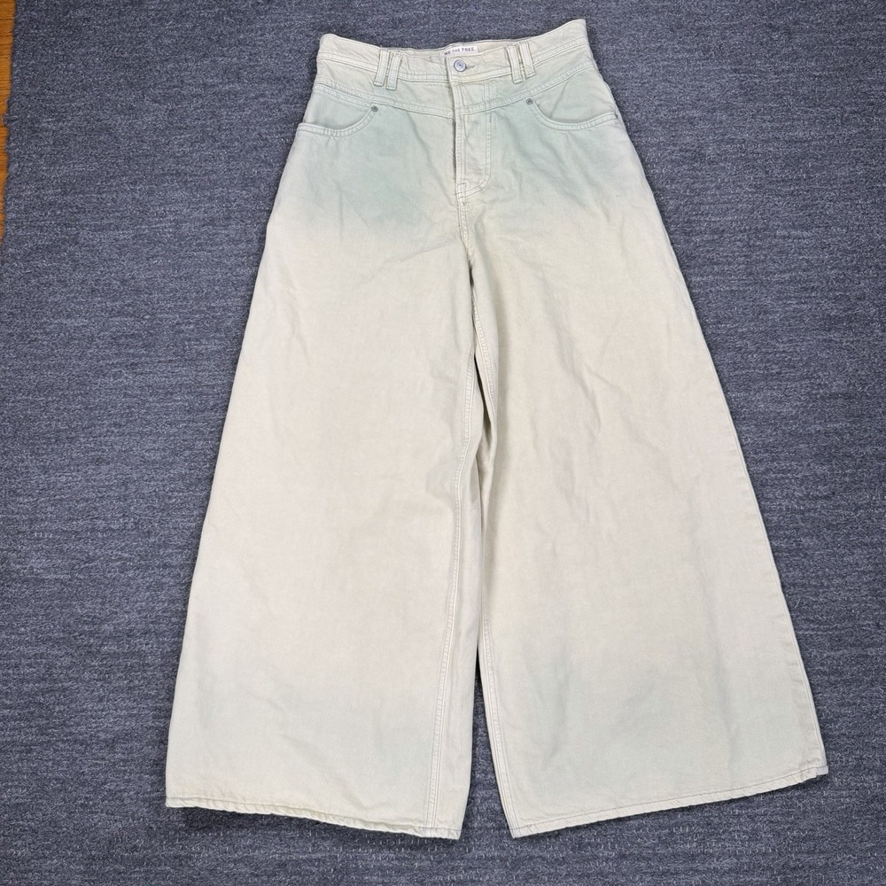 We the Free People Tinsley Jeans Women 27 Wide Leg Baggy Ombre High Rise Denim